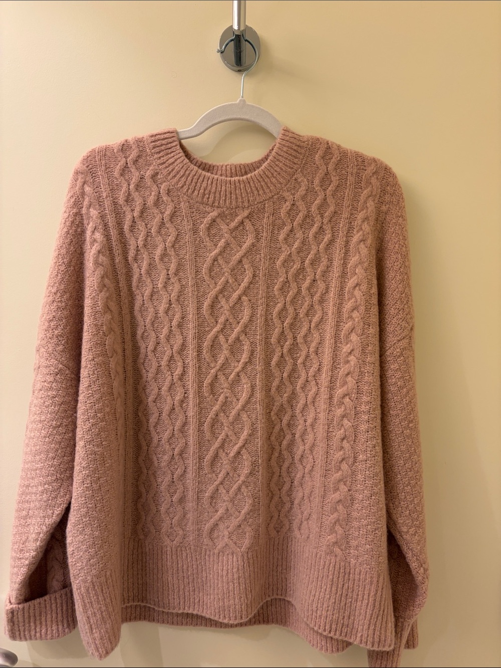 Favorite Daughter Cable Knit Crewneck Sweater - Rose